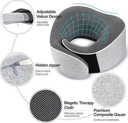 TALLGO Travel Pillow, Best Memory Foam Neck Pillow Head Support Soft Pillow for Sleeping Rest, Airplane Car & Home Use (1Grey)