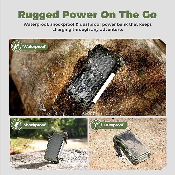 BLAVOR Solar Power Bank 20000mAh Built-in Cables, Wireless Charger for Apple Watch, 20W Fast Charging Battery Pack with USB C, Flashlight, Solar Charger for iPhone, iPad, iWatch, Samsung