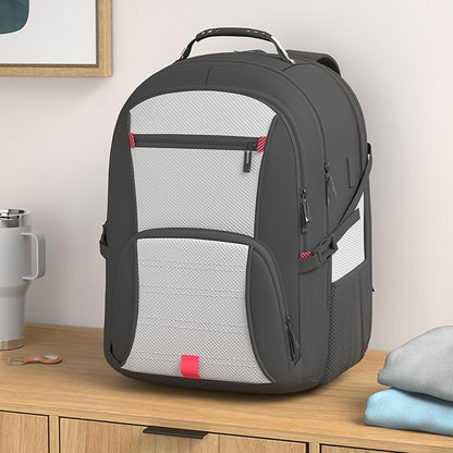 Extra Large Laptop Backpack for Men, Travel Backpack,Big Backpack, 50L Water Resistant School Business Work Computer College Heavy Duty Bag with USB Port, Fits 17 Inch Laptop, Grey