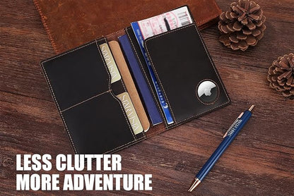 STAR VISTA Albatross Leather Travel Passport Holder, Minimalist Design, Full Grain Leather Case for Women and Men - Slim Passport Wallet, Bifold, RFID Blocking, with AirTag Holder, Dark Chocolate