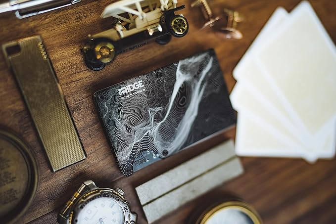 Ridge Wallet for Men - Slim Minimalist Compact Wallet and Card Holder, RFID Protected Front Pocket Wallets for Men with Integrated Cash Strap (Half Dome Topographic)