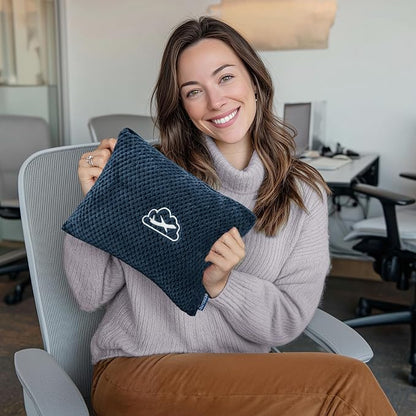 BEDELITE Travel Blanket with Bag, Ultra-Soft Jacquard Fleece Blanket with Luggage Sleeve & Backpack Clip, Airplane Blanket Travel Essentials, Navy