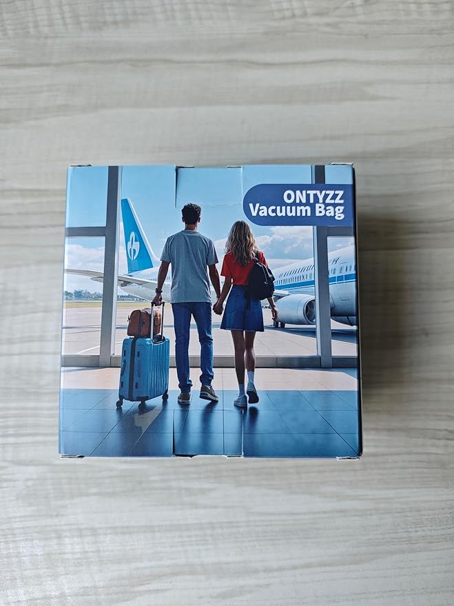 ONTYZZ Travel Vacuum Compression Bags Space Saver Vacuum Bags Reusable Compression Bag with IP67 Waterproof Zipper for Travel Suitcases and Backpack,One Pack Grey（NO PUMP!）