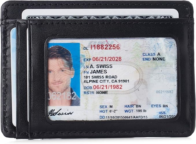 Alpine Swiss RFID Dermot Money Clip Front Pocket Wallet For Men Leather York Collection Smooth Finish Black