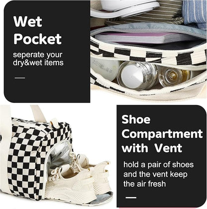 BLUBOON Duffle Bag Girls Kids Cute Gym Bag with Shoes Compartment & Wet Separation Waterproof Sports Overnight Travel Bag