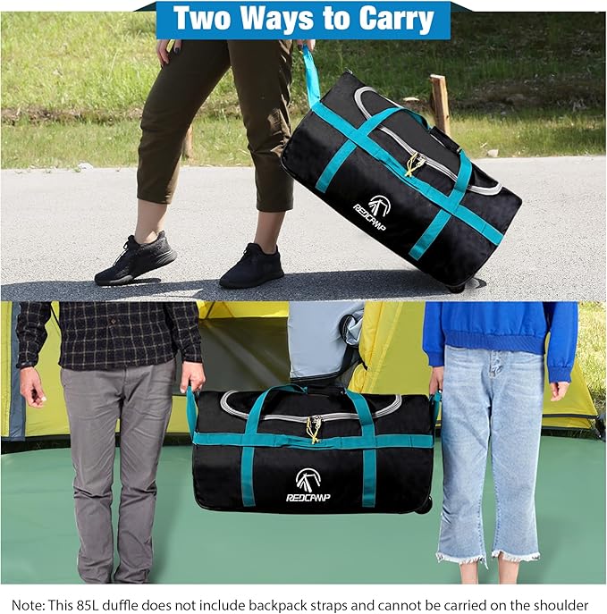 REDCAMP 85L/120L/140L Foldable Duffle Bag with Wheels, Large Travel Duffel Bag