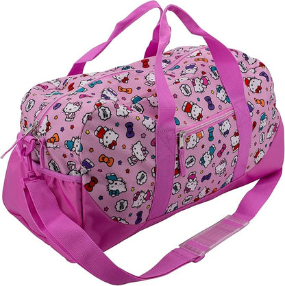 Hello Kitty Duffle Bag, 16” Travel Sleepover Bag for Girls, Weekender Bag, Pink Dance Bag