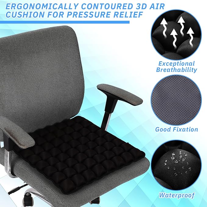 2 Packs Air Seat Cushion Inflatable Seat Cushion for Car Office Chair Wheelchair Pad Camping Mat for Pain Pressure Relief, 18"×18''