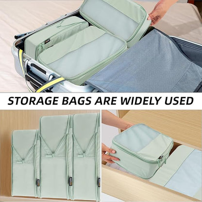 4 Piece Compression Packing Cubes for Suitcases and Backpack, Lightweight Travel Organizer Bags (Light Green)