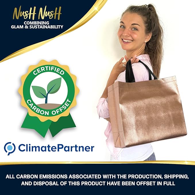 Nush Nush Large Rose Gold Gift Bags Bulk – Set of 30 Rose Gold Reusable Bulk Gift Bags With Handles - Perfect Goodie Bag for Birthday Party, Bachelorette, Christmas, Small Business - 13Wx5Dx11H