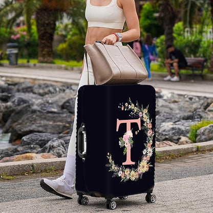 Luggage Suitcase Cover Protector Luggage Elastic Washable Baggage Covers Initial Cute Aesthetic for Unisex Women Girls Travel Trip L(26-29 inch)-Letter T