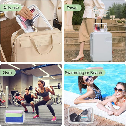 2 Pcs Clear Hard Zipper Case, Hard PC Plastic Cosmetic Travel Bag, Portable Travel Organizer Bins, Durable Makeup Bags for Toy Storage, Pencil Case(White Zipper)