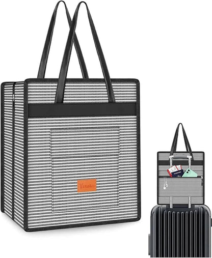 Yotako Shoe Bag for Travel with Leathers Handle-Portable Shoe Organizer with Pockets,3 in 1 Hanging Luggage Shoe Storage Bag,Travel Shoe Bag for Women Men Fit 6 PCS Shoes,Stripe