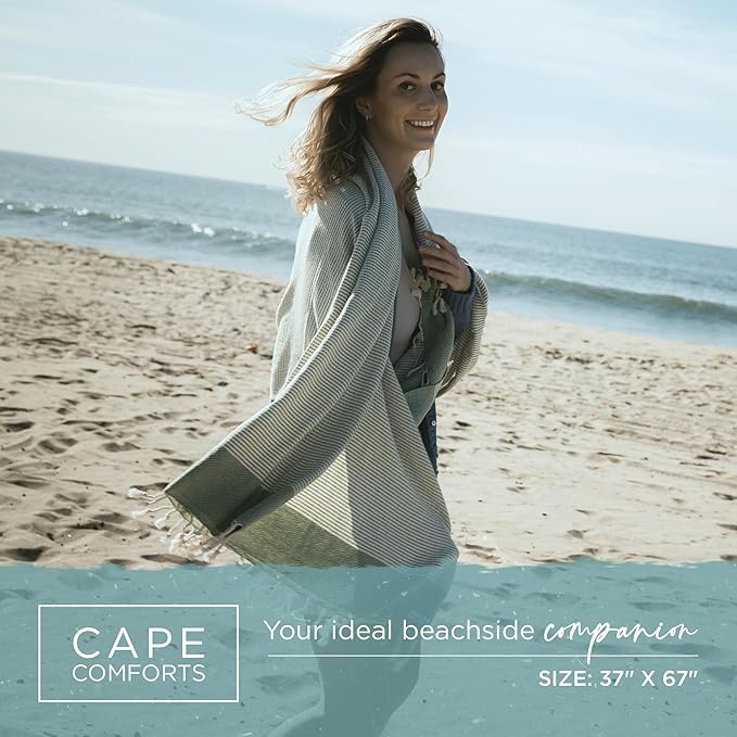 Oversized Turkish Beach Towel, Diamond Dobby Sage - 37'' x 67'' - Super Soft & Lightweight | Quick Dry Sand Free Travel Towels for Beach or Bath | Gifts