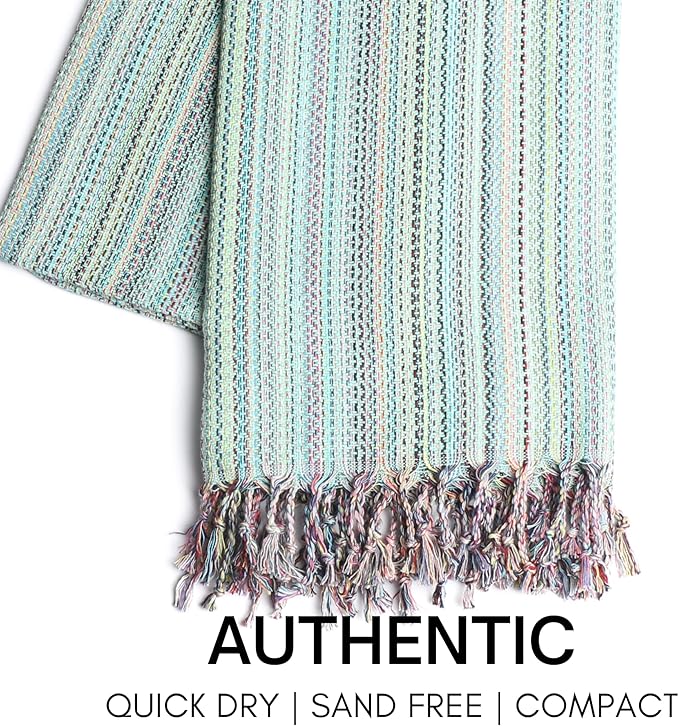 BAY LAUREL Turkish Beach Towel with Travel Bag 39 x 71 Quick Dry Sand Free Lightweight Large Oversized Towels Light