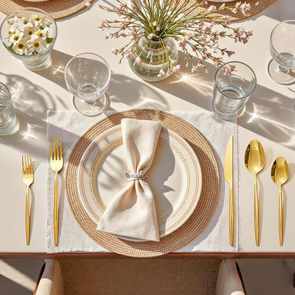 KINGSTONE Silverware Set, 20-Piece Flatware Set Cutlery Set Premium 18/10 Stainless Steel, Tableware Include Forks Knives Spoons for Home Kitchen Restaurant Wedding, Dishwasher Safe, Gold