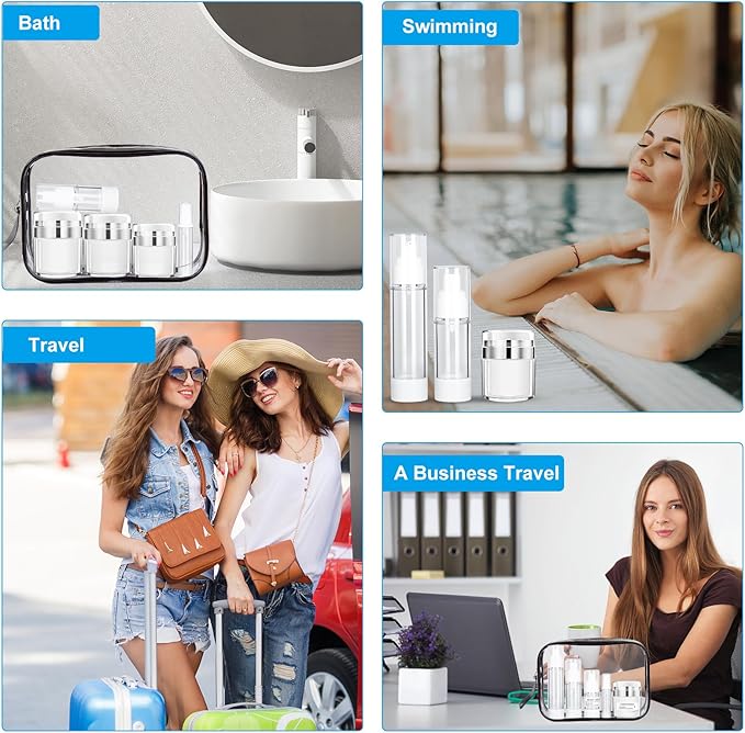 30 Pack TSA Approved Skincare Empty Travel Bottles, 1.7/1/0.7/0.34oz Refillable Travel Size Containers, Leak-Proof Toiletry Bottles for Skincare and Creams, Lotion, Eye Cream, Liquid, Foundation