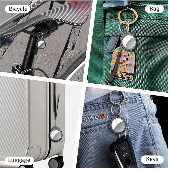 Air Tracker Tags 3 Pack Deep Black, 5.3 Bluetooth Tracker Work with Apple Find My (iOS Only), 100dB Sound, Smart Tag with Keychain/Lanyard, Item Finder for Luggage/Key/Suitcase, Replaceable Battery