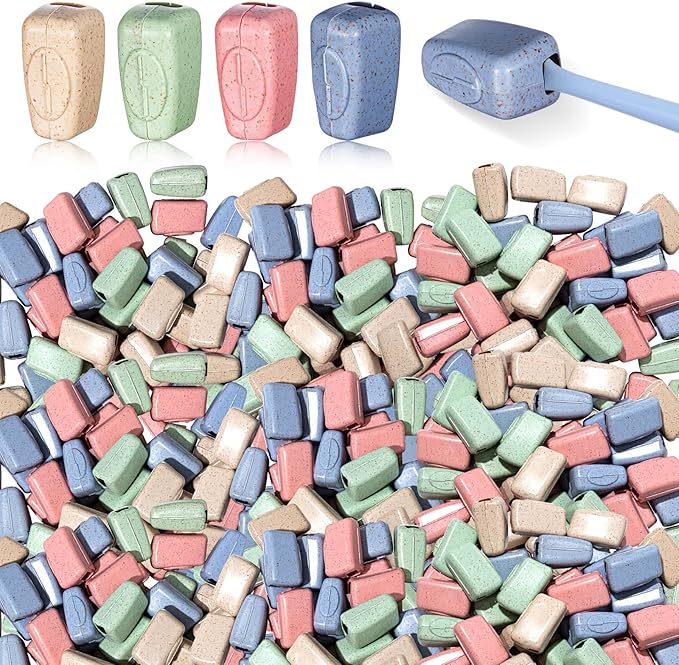 400 Pack Toothbrush Covers Portable Toothbrush Protector Coverings Clips Toothbrushes Caps Protector Family Toothbrushes Case for Travel, Camping, Bathroom(4 Colors)