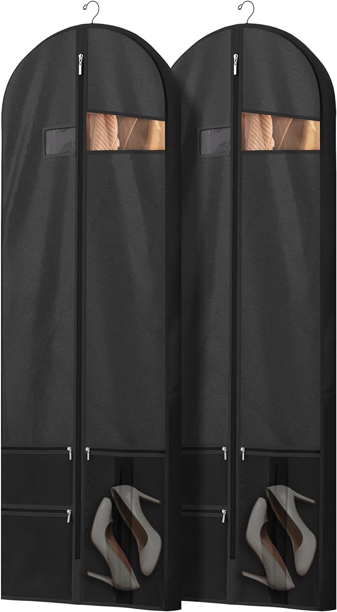 Travel Garment Bag with Zipper Pocket, Suit Bag for Suits, Dresses, Coats