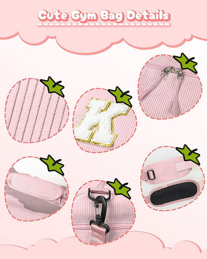 Cute Christmas Gifts, Girls Gym Bag, Kids Personalized Dance Bags with Shoe Compartment, Customized Travel Tote with Toiletry Bag, 6 Year Old Girl Birthday Gift (Letter Y)