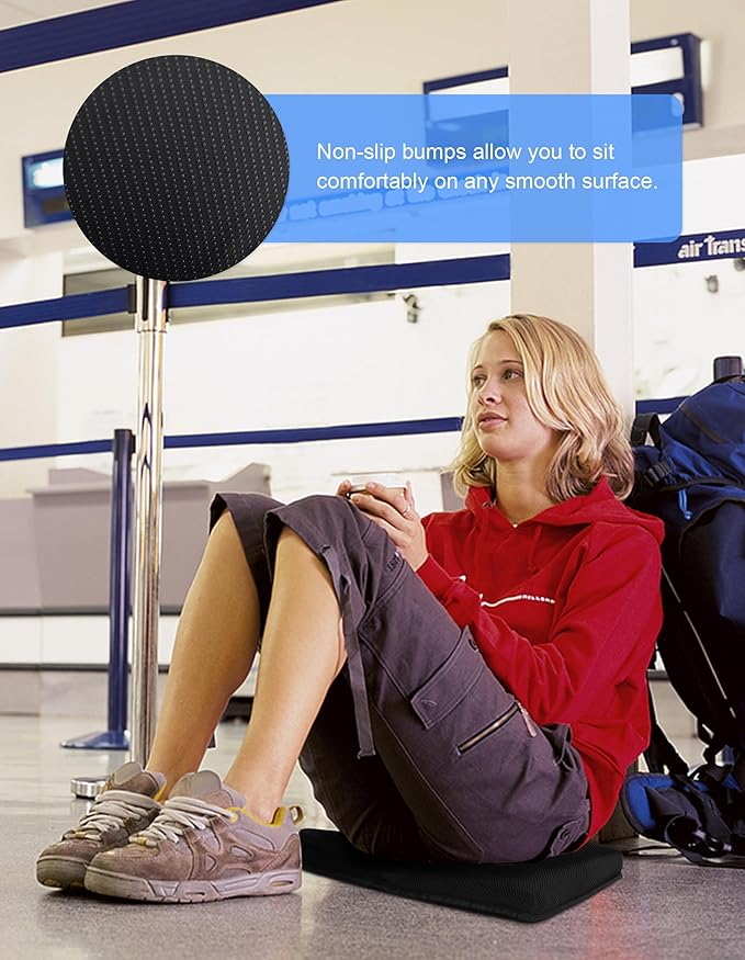 Airplane Seat Cushion Portable Travel Cushion for Comfort Foldable Stadium Pad with Breathable Fabric Seat Pad Perfect for Long Flights, Office, Bleacher, Camping