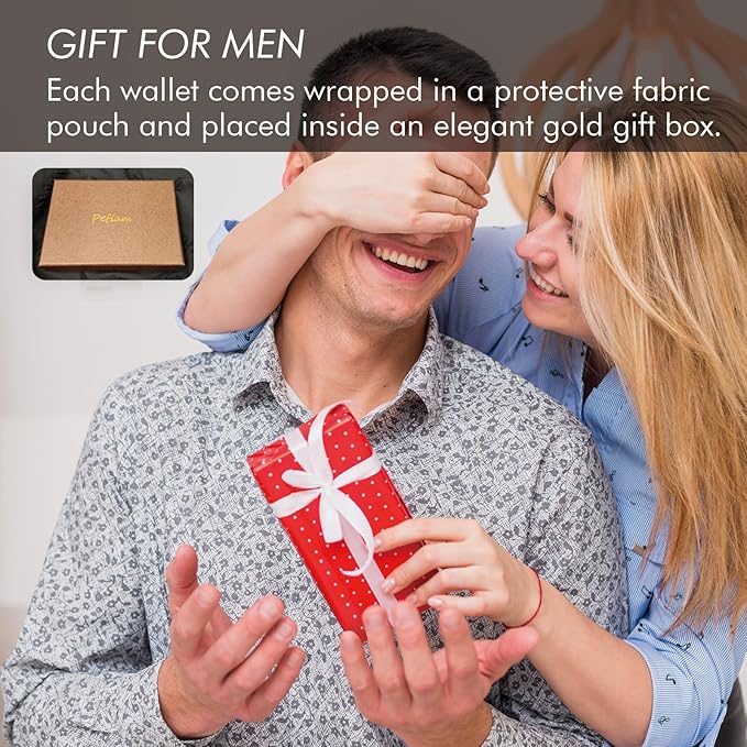 Trifold Leather Wallet for Men RFID Blocking – Mens Trifold Wallet Leather with 12 Card Slots, Gift for Men, American Flag Wallet Red