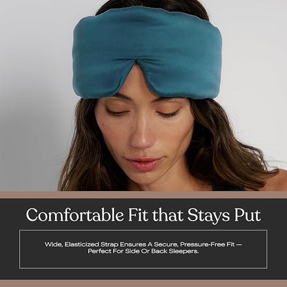 Silk Sleep Mask for Women - Mulberry Silk Eye Mask for Sleeping - Breathable, Washable, Light-Blocking – Piquant Teal, L