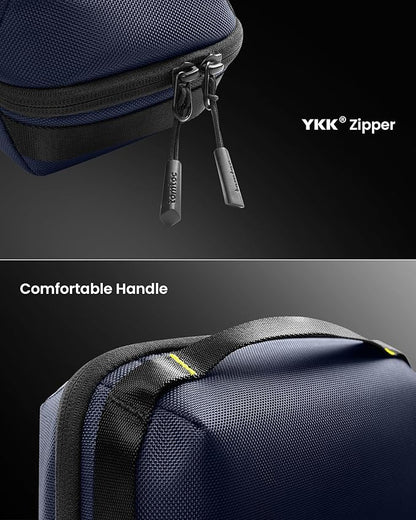 tomtoc Electronic Organizer Accessory Tech Pouch for MacBook Charger, Cables, Power Bank, Hard Drive, Cords, Water-resistant Storage Bag with Removable Card Slots for USB Adapter, Memory Card, Blue