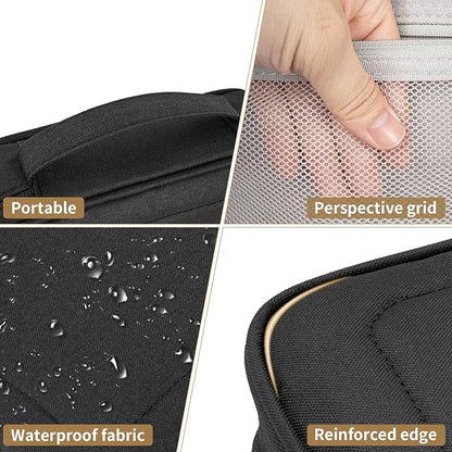 AKOZLIN Padded 4pcs/set Double Layer Travel Organizer Office Cord Cable Electronics Accessories Bag Electrical Cord Management Case Black