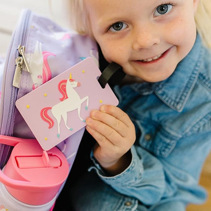 Wildkin Kids Luggage Tags – Set of 2, Durable Bag Tags w/Info Card for Suitcases & Backpacks - Unicorn