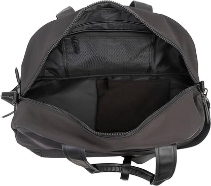 Joan & David 22" Drop Bottom Travel Weekender Overnight Gym Duffel Bag, Includes Front Zip Pocket, Interior Mesh Zip, Detachable Pouch with TSA Approved Bottles (Black)