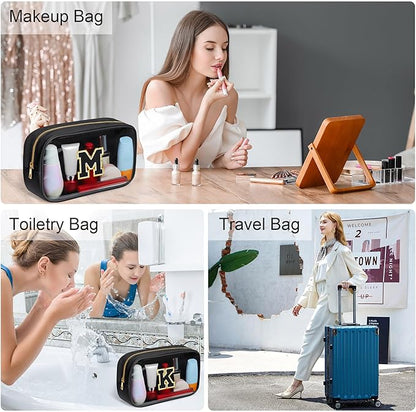 YOOLIFE Birthday Gifts for 3 4 5 6 7 8 9 10 11 12 13 Year Old Girls Travel Makeup Bag Pouch Toiletry Bag for Kids Clear Makeup Bag Cosmetic Bag Birthday Gifts for Girls Kids Preppy Stuff Black K