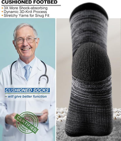 BULLIANT Compression Socks for Men 6Pairs, Athletic Crew Socks Cushioned For Men Sports Running-Arch Support