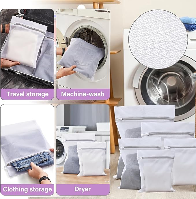 14 Pcs Mesh Laundry Bags for delicates, Hat Washer Cage, Laundry Mesh Wash Bags, Shoe Washing Machine Bag, Silicone Lingerie Bags for Washing Delicates, Laundry Detergent Cup Holder, Shoe Dryer Bag