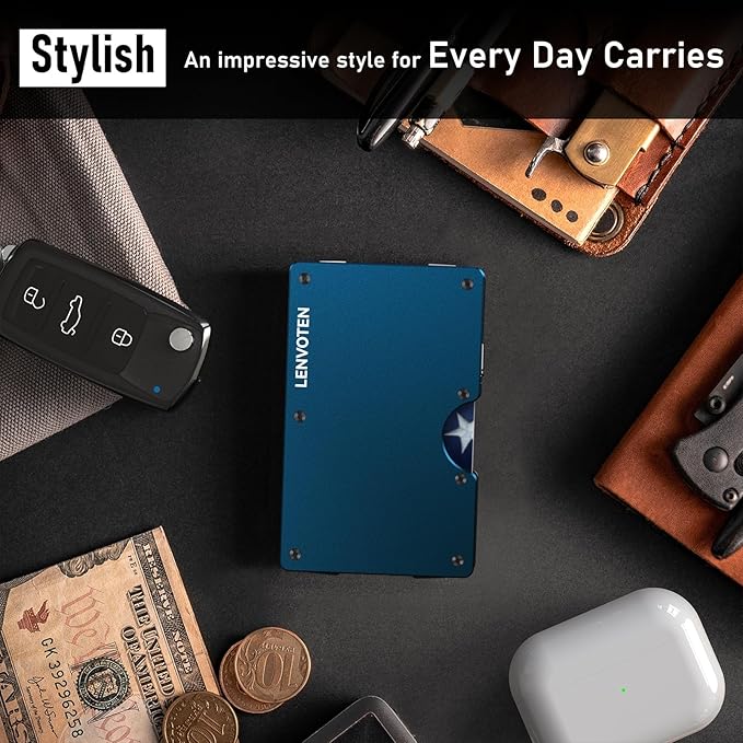 Minimalist Wallet for Men, Metal Wallet with Money Clip, Slim Compact Wallet, RFID Blocking Card Holder, Metal Aluminum Credit Card Holder, Holds up to 20 Cards