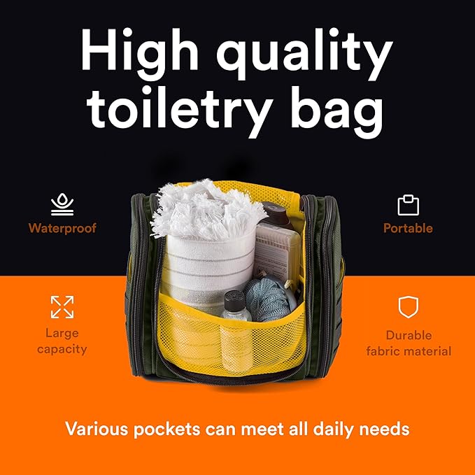 Fitdom Tactical Hanging Toiletry Bag Dopp Kit For Men & Women. Perfect For Travel & Storage for Cosmetic, Clipper, Toothbrush, Shower, Shaving & Grooming Care. Best Overnight Toiletries Organizer Case