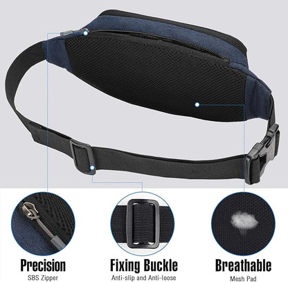 WATERFLY Fanny Pack Waist Bag: Small Hip Pouch Bum Bag Fannie Pack Phanny Fannypack Waistpack Bumbag Beltbag Sport Slim Fashionable for Jogging Hiking Hiker Woman Man