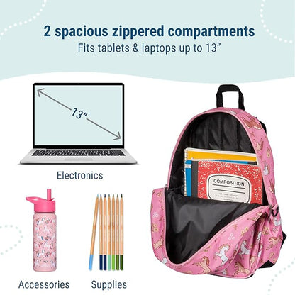 Wildkin 15-inch Kids Backpack – Durable, Padded, Adjustable for School & Travel - Wild Horses