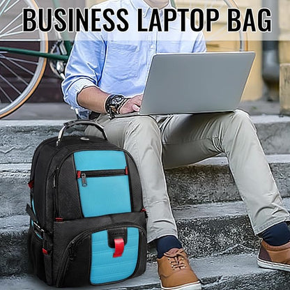 YOREPEK 18.4 Laptop Backpack, Large Backpacks with USB Charger Port, TSA Friendly Flight Approved Weekend Carry on Backpack with Luggage Strap for Men and Women, Blue