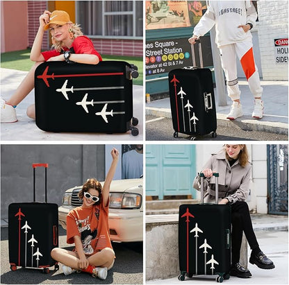 ANNA QUEEN Flight Pattern Luggage Cover, Airplane Travel Luggage Protector, Stretchable, Washable Sleeve for 20-34 Inch Luggage