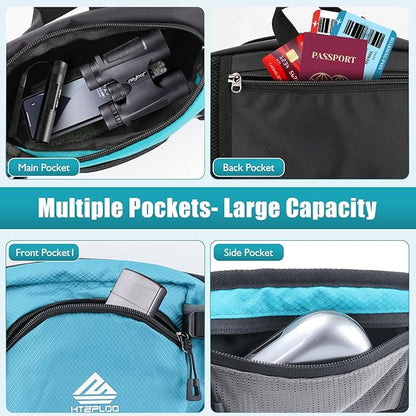 Fanny Pack Waist Bag with Water Bottle Holder for Men Women Running Hiking Travel Dog Walking Workout Cycling Outdoor (Turquoise Blue)