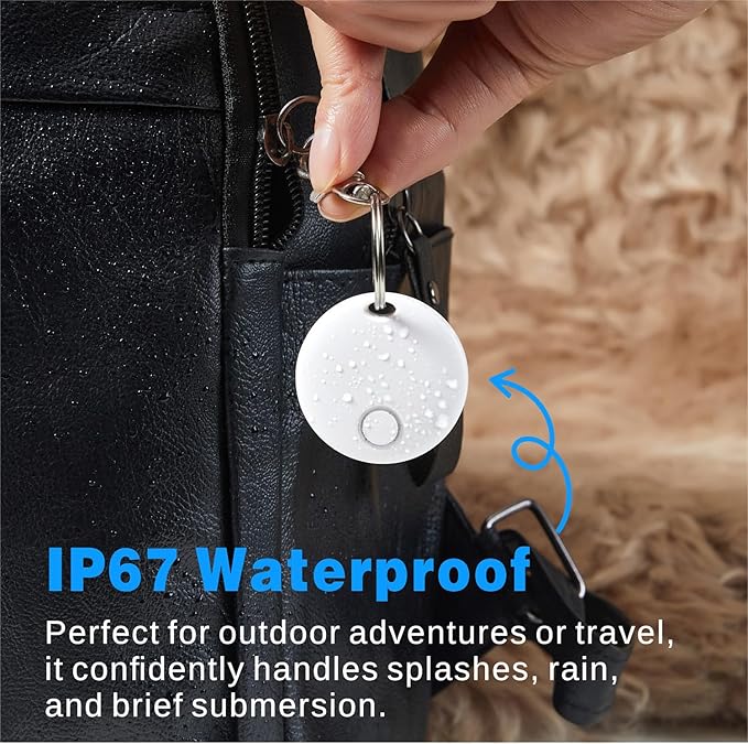 Air Tracker 4 Pack, Smart Bluetooth Tracker Works with Apple Find My (iOS Only), Item Finder Locator for Keys, Luggage, Backpack, IP67 Waterproof, White