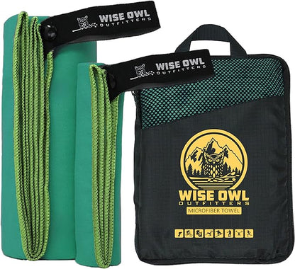 Wise Owl Outfitters Microfiber Camping Towel - Quick Dry Towel for Travel, Backpacking, Hiking, Beach, Gym & Yoga - Compact, Fast Drying & Lightweight