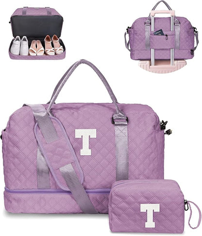 Women's Gifts - Personalized Duffle Bag with Shoe Compartment, Weekender & Overnight Bag for Tween Travel, Graduate Gift
