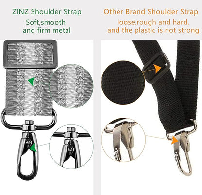 ZINZ 79 inch Shoulder Strap, Extra-thick Fixed Cushion Pad and Dual Clasps Universal Replacement Strap with Metal Swivel Hooks for Laptop Bags, Luggage Bags, Camera, Crossbody (200cm,Gray Silver)