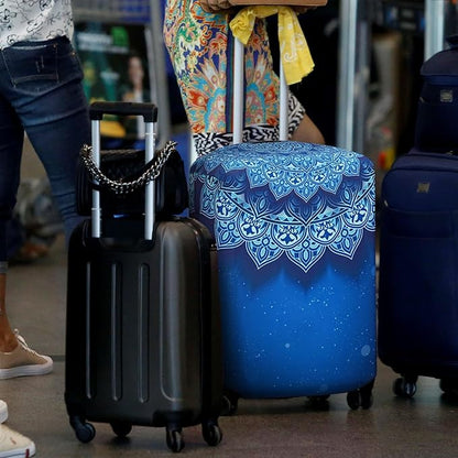Explore Land Travel Luggage Cover Suitcase Protector Fits 31-32 Inch Case (Blue Violets, XL)