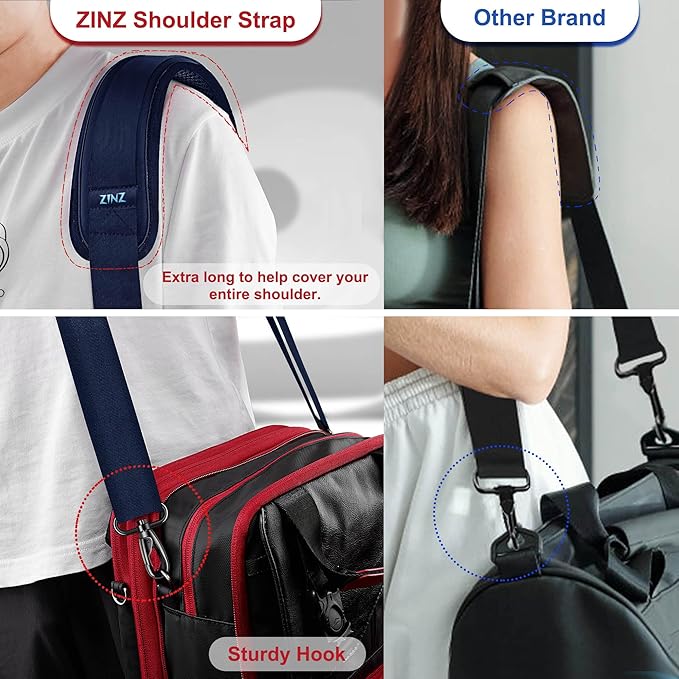 ZINZ 60" Universal Bag Strap with Ultra-thick Fixed Breathable Pad Adjustable Heavy-duty Shoulder Strap for Laptop bag Crossbody Luggage Gym Bag Camera Bag and more -D01B01