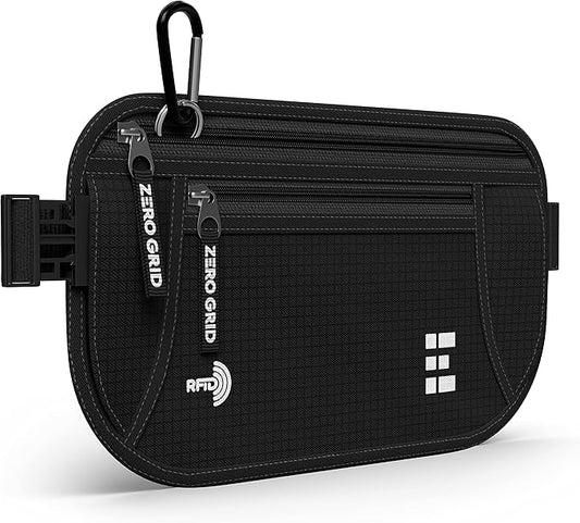 Money Belt for Secure Travel - RFID Blocking Slim Passport Holder - Hidden Waist Pouch for Cash, Credit Cards, Documents - Concealable Under Clothes, Water-Resistant Slim Fanny Pack for Men and Women