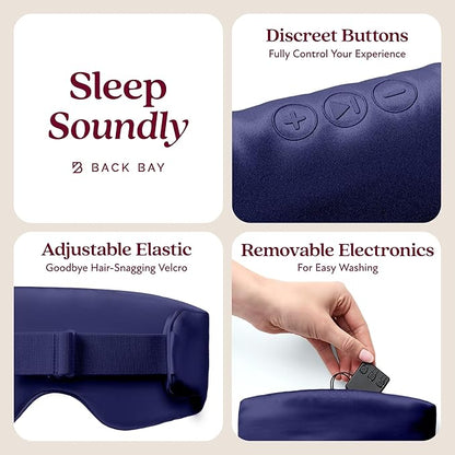 SilkSound 100% Mulberry Silk Bluetooth Sleep Mask, Skin-Friendly Sleeping Eyemask with Bluetooth Headphones, Sleep Gifts for Women, Silk Eye Mask Headband Headphones for Sleeping Side Speakers